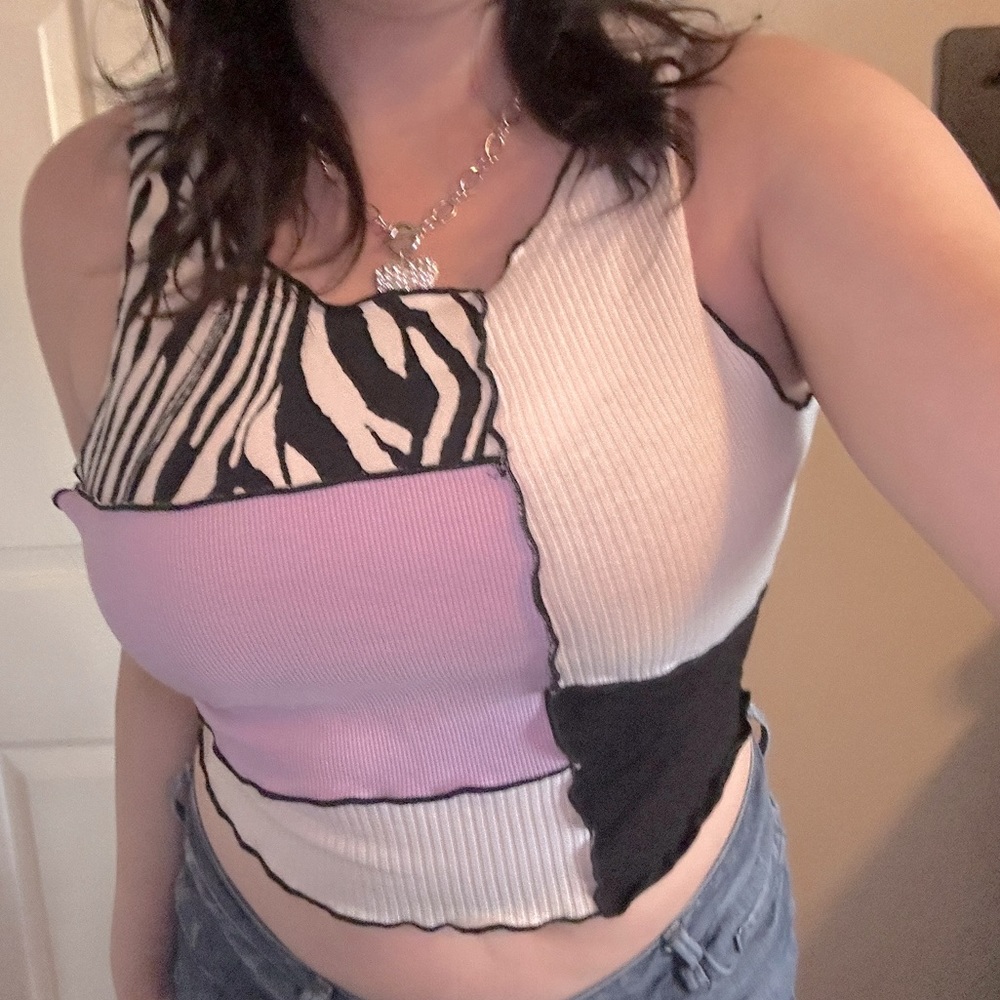 patchwork cropped tank top